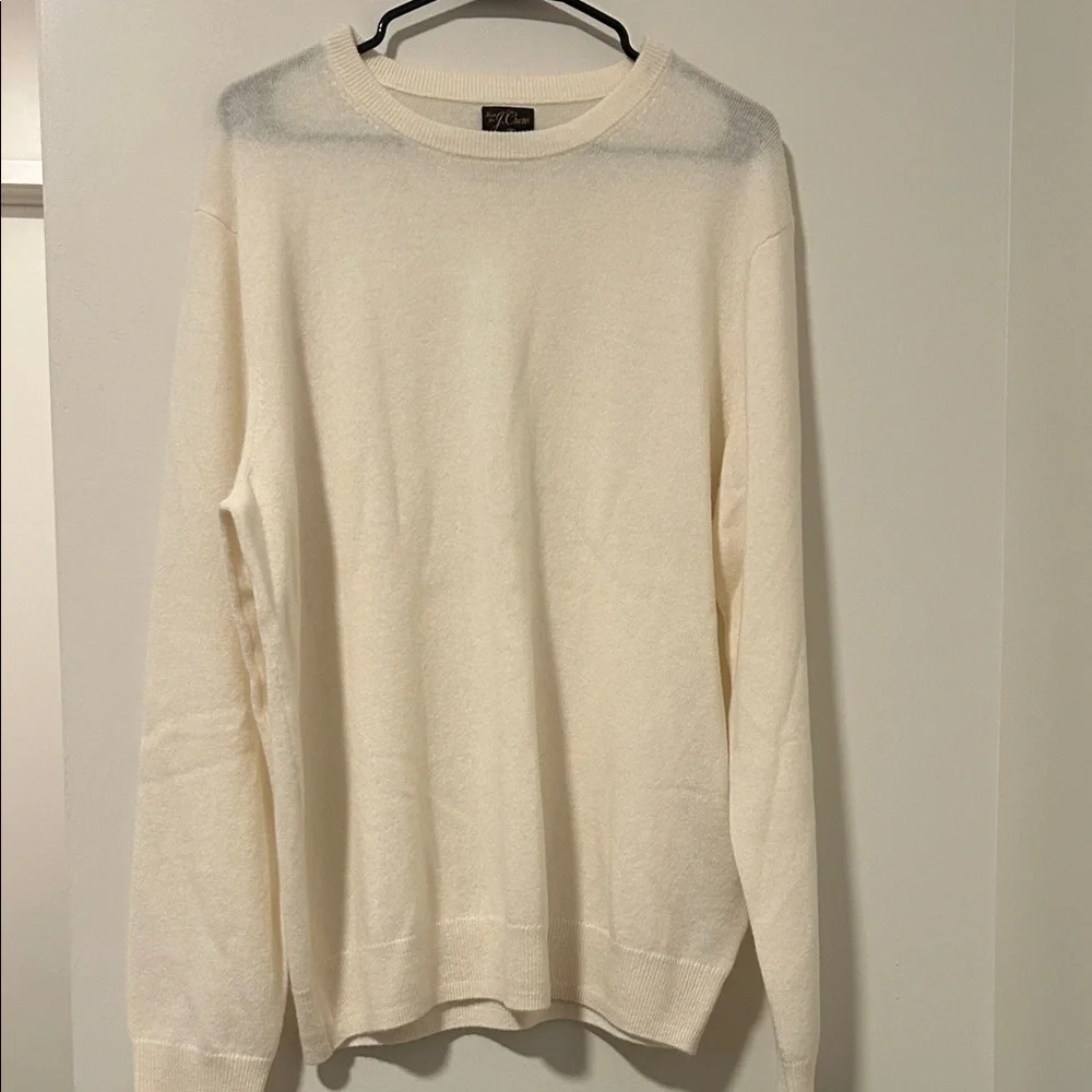 Men’s Like New Knit for J Crew 100% Cashmere Cream Long Sleeve Sweater Size XL